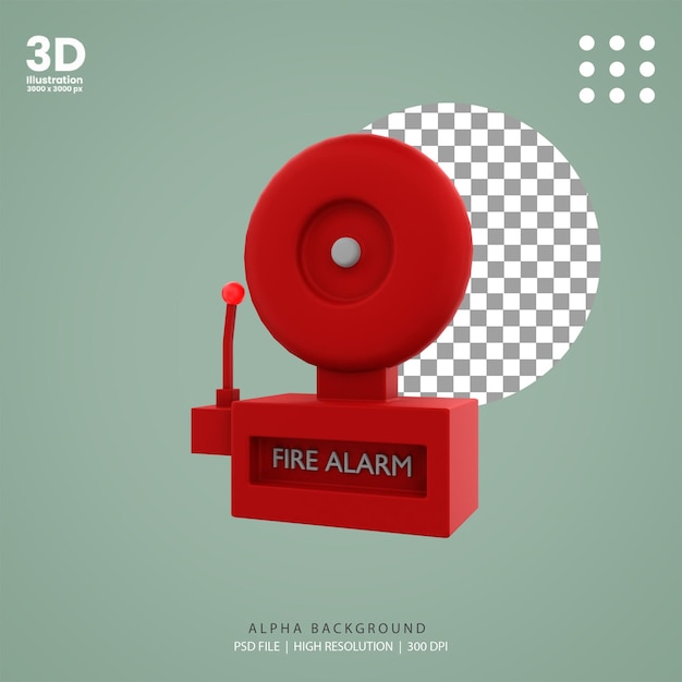 PSD ilustración de alarma de incendio de procesamiento 3d