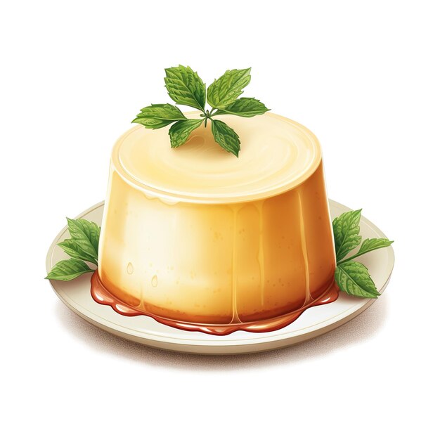 Ilustración de alimentos de flan de ponche de huevo estilo acuarela generado por ia