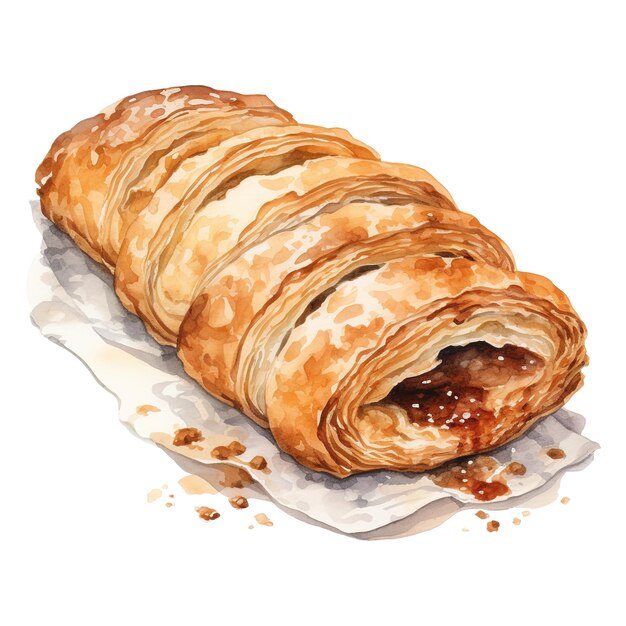 PSD ilustración de alimentos de strudel estilo de acuarela generado por la ia