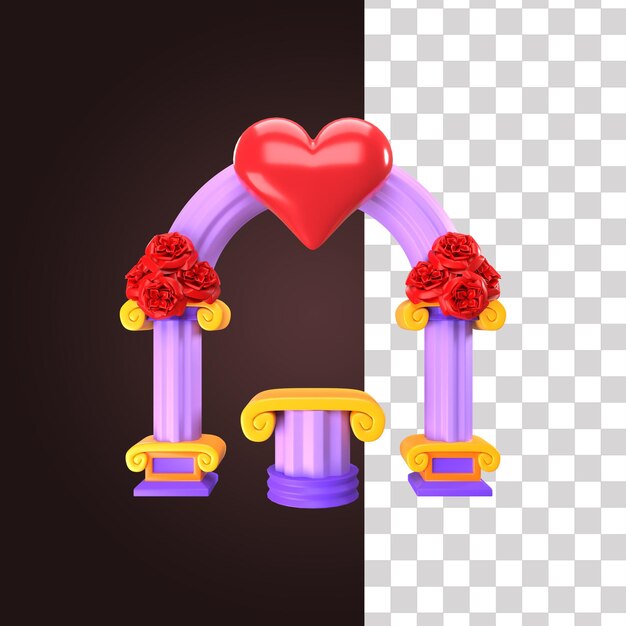 PSD ilustración del altar de bodas en 3d