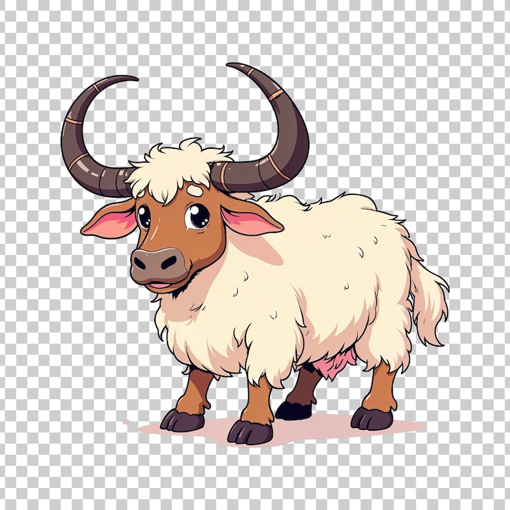 PSD ilustración amistosa de sorpresa de yak en un fondo transparente