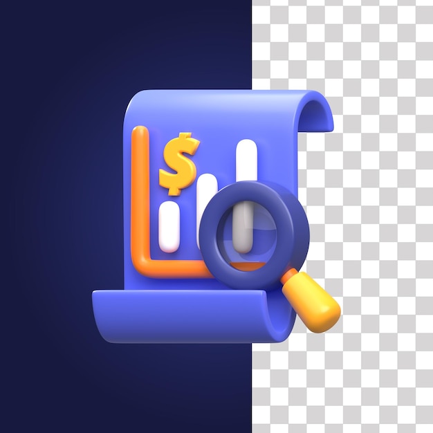 Ilustración del análisis financiero en 3D