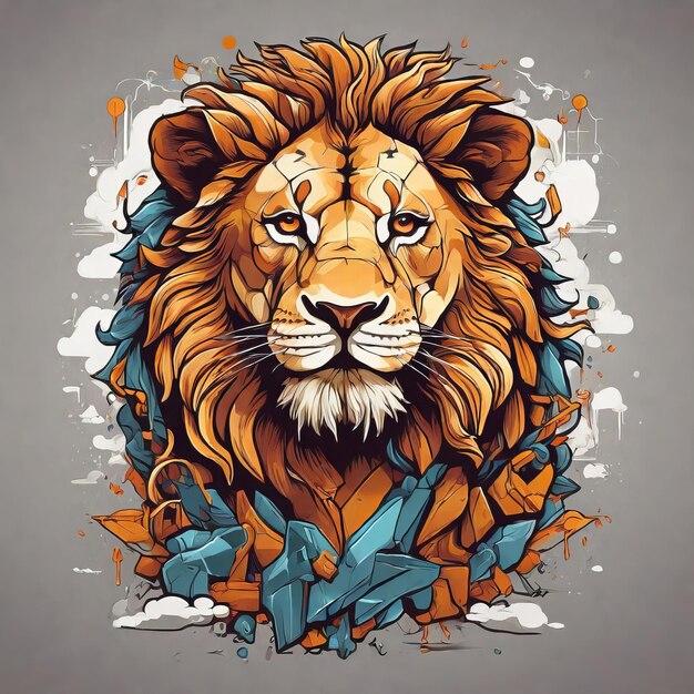 PSD ilustración de animales león para impresión creativa