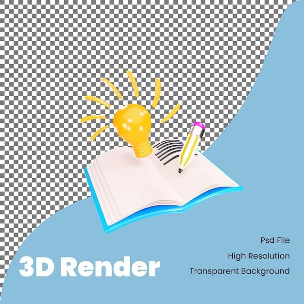 PSD ilustración de aprendizaje creativo de renderizado 3d