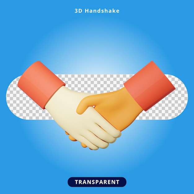 Ilustración de apretón de manos de renderizado 3D
