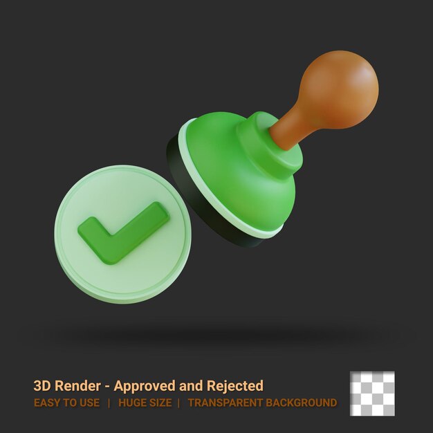 PSD ilustración aprobada del icono 3d con fondo transparente