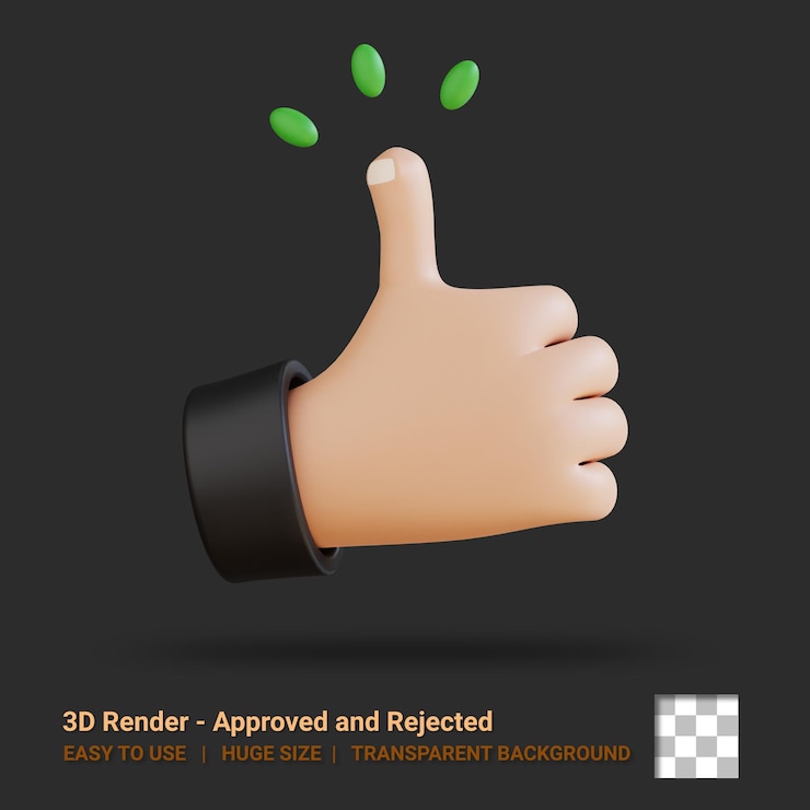 PSD ilustración aprobada del icono 3d con fondo transparente