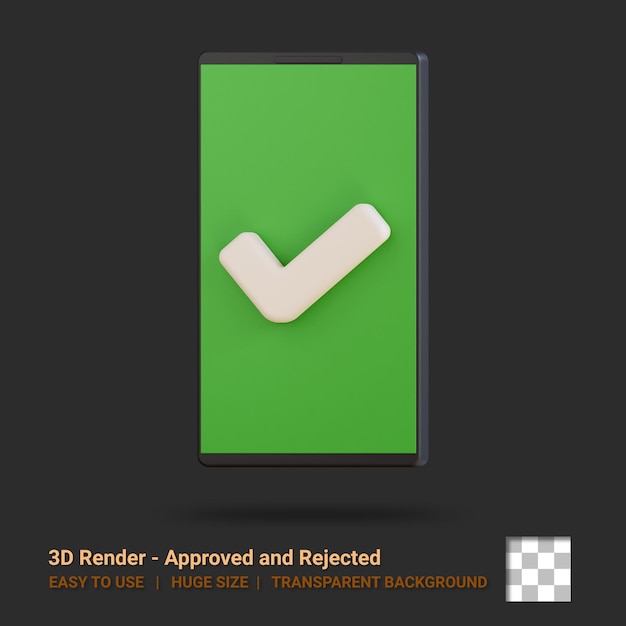 Ilustración aprobada del icono 3D con fondo transparente