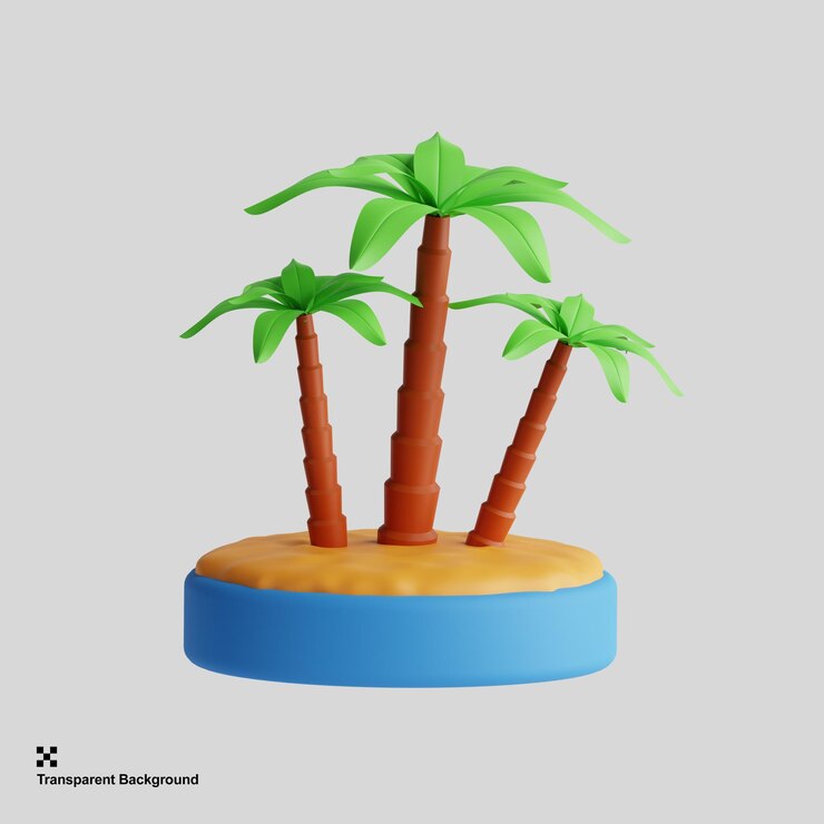 PSD ilustración de árbol plam de renderizado 3d