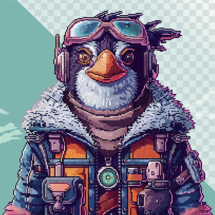 PSD ilustración de arte retró de píxeles de tech journey