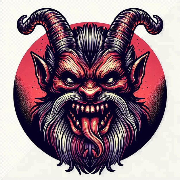 PSD ilustración de arte vectorial hiperrealista diablo krampus emoticon emoji avatar fondo transparente