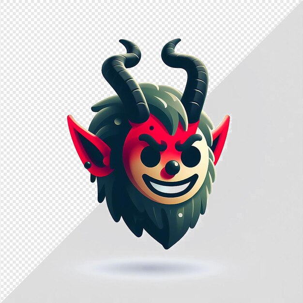 Ilustración de arte vectorial hiperrealista diablo krampus emoticon emoji avatar fondo transparente