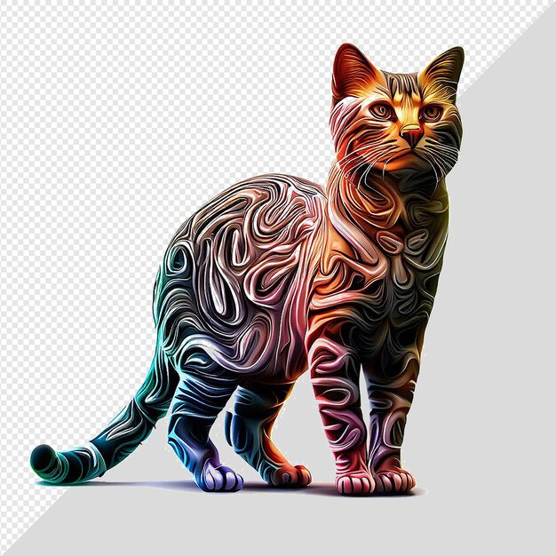 PSD ilustración de arte vectorial hiperrealista ronronando maullando gato lindo mascota aislado fondo transparente