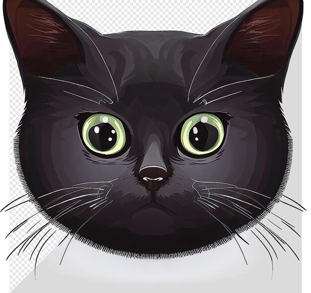 PSD ilustración de arte vectorial hiperrealista ronronando maullando gato lindo mascota aislado fondo transparente