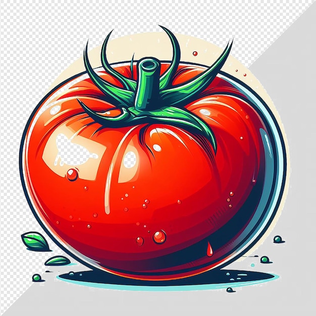 PSD ilustración de arte vectorial hiperrealista de tomate vegetal rojo sabroso aislado con fondo transparente