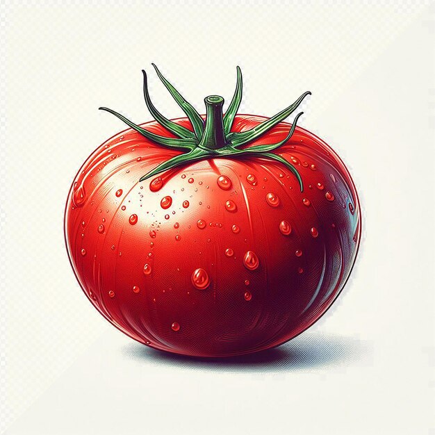 PSD ilustración de arte vectorial hiperrealista de tomate vegetal rojo sabroso aislado con fondo transparente