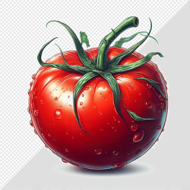 Ilustración de arte vectorial hiperrealista de tomate vegetal rojo sabroso aislado con fondo transparente