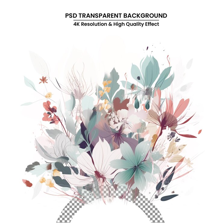 PSD ilustración de arte vectorial plano de ramo de flores
