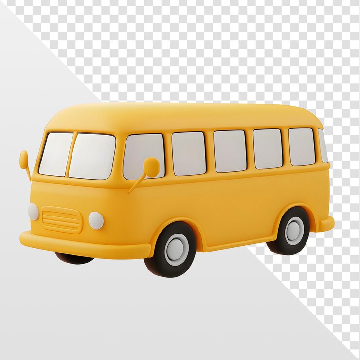 PSD ilustración del autobús escolar amarillo de dibujos animados
