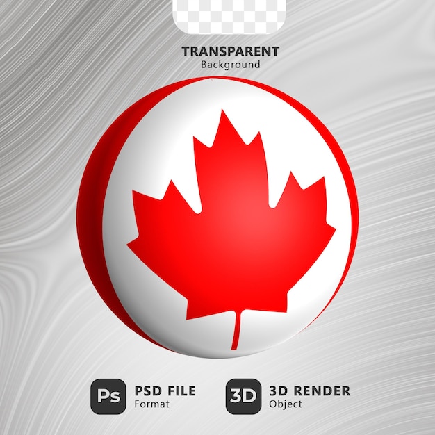 PSD ilustración de bandera de canadá en forma de esfera 3d con fondo transparente