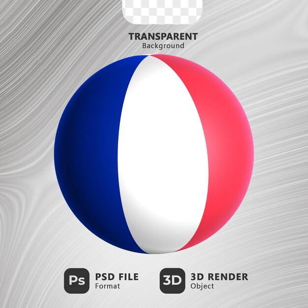 PSD ilustración de bandera de francia en forma de esfera 3d con fondo transparente