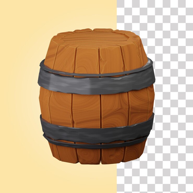 PSD ilustración de barril de madera 3d