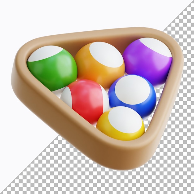 Ilustración de billar y deportes en 3D