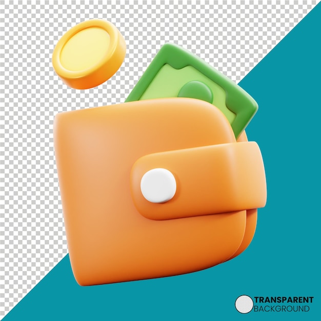 Ilustración de la billetera en 3D