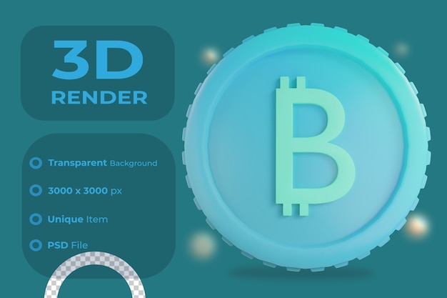 Ilustración de bitcoin de renderizado 3d