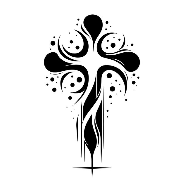 PSD ilustración en blanco y negro de una cruz abstracta