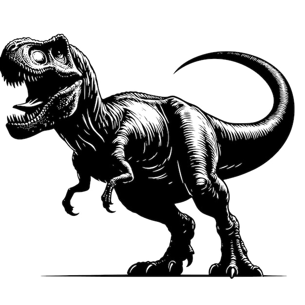 PSD ilustración en blanco y negro de un dinosaurio trex