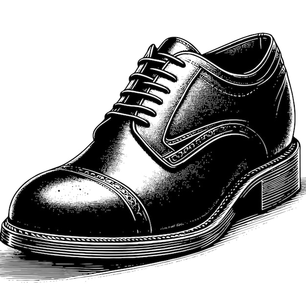 PSD ilustración en blanco y negro de un par de zapatos de cuero masculinos