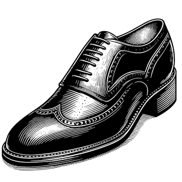 PSD ilustración en blanco y negro de un par de zapatos de cuero masculinos