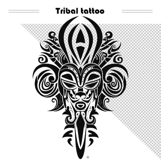 PSD una ilustración en blanco y negro de un tatuaje tribal con la palabra tribu.