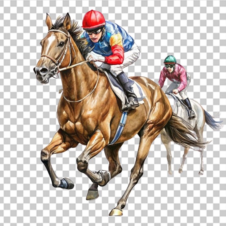 PSD ilustración de bocetos de carreras de caballos con pinturas de tinta sobre un fondo transparente