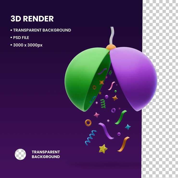PSD ilustración de la bola de confeti en 3d