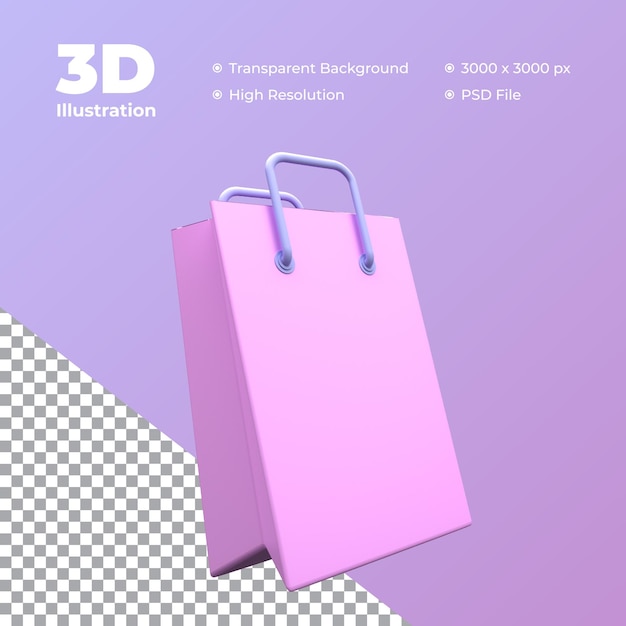 ilustración de bolsa de compras 3d