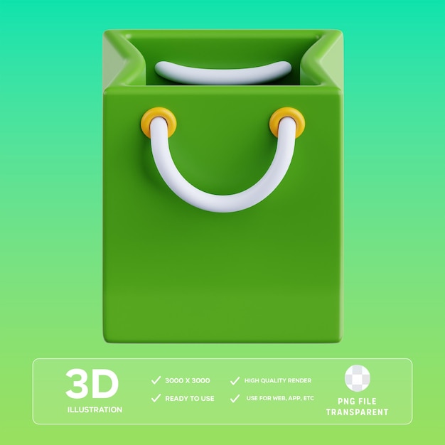 Ilustración de la bolsa de compras PSD en 3D
