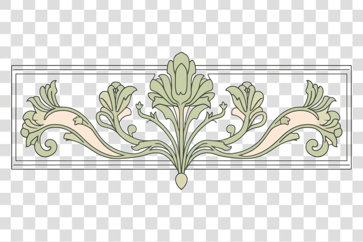 PSD ilustración de borde decorativo floral elegante de png