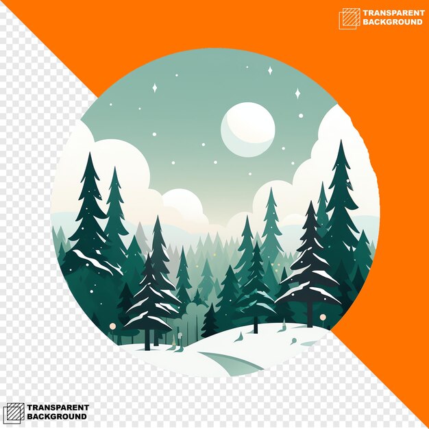 Ilustración del bosque nevado sobre la Navidad