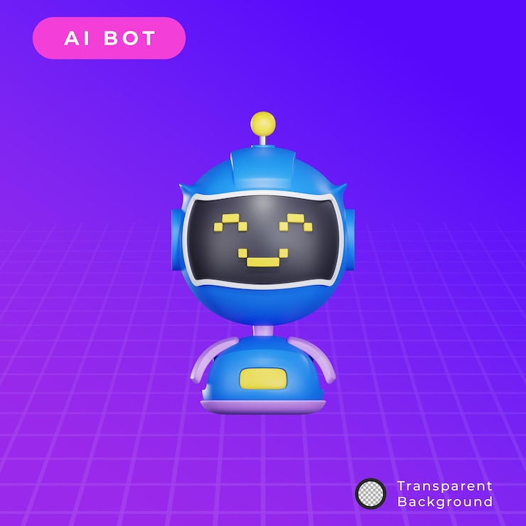 PSD ilustración de bot de inteligencia artificial 3d