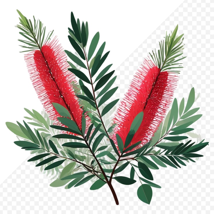 PSD ilustración de la botánica antigua tamarisk tamarix gallica ilustración en 3d de caesalpinia pulcherrima