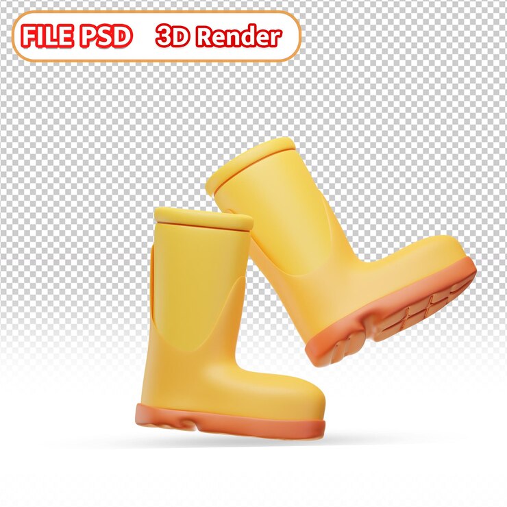 PSD ilustración de botas 3d