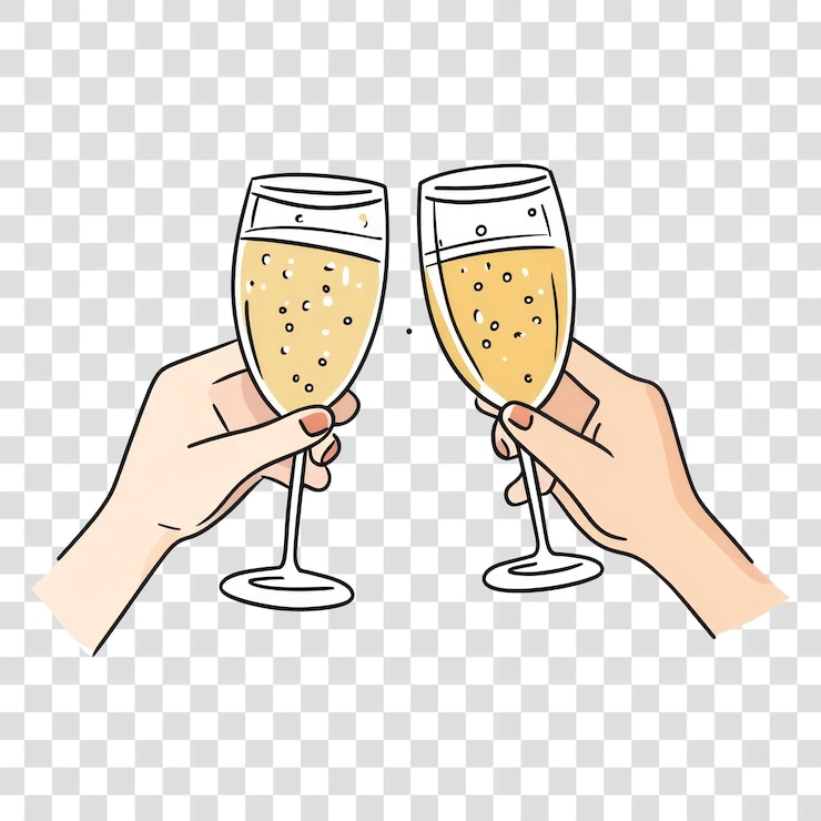 PSD ilustración de brindis de champán para la celebración de png