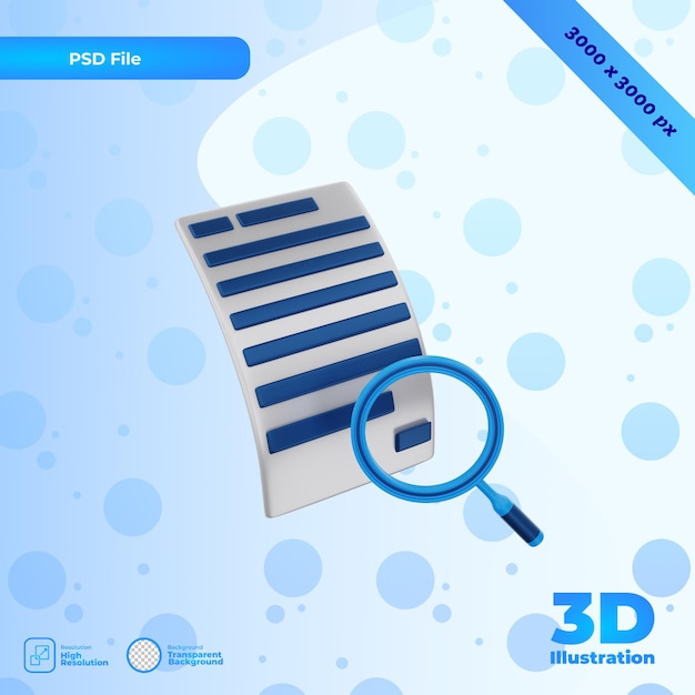 PSD ilustración de búsqueda de render 3d