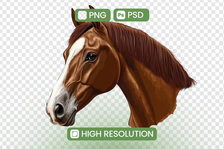 PSD ilustración de la cabeza de caballo png psd de alta resolución