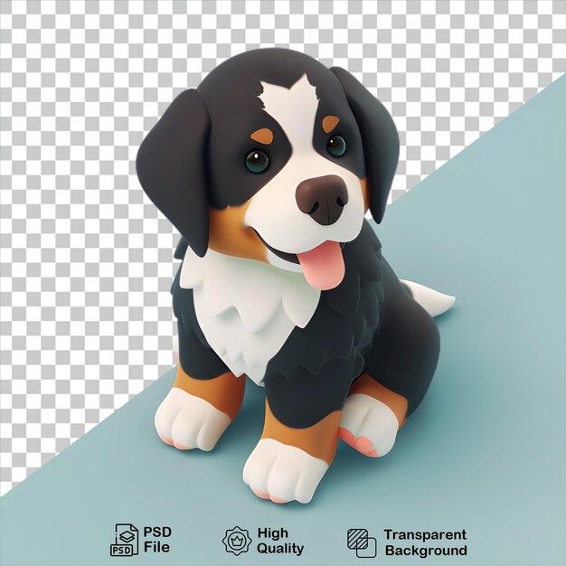 Ilustración de cachorro lindo en 3d estilo de dibujos animados aislado sobre un fondo transparente