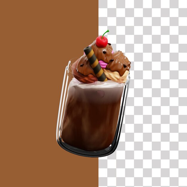 Ilustración de café helado en 3D