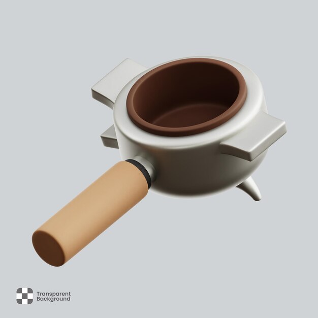 Ilustración de café con portafiltro 3D
