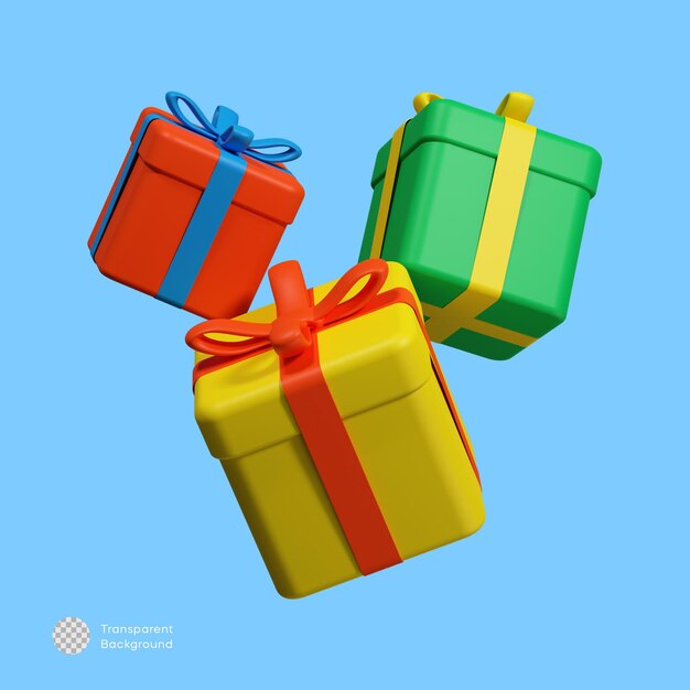 PSD ilustración de cajas de regalo de representación 3d